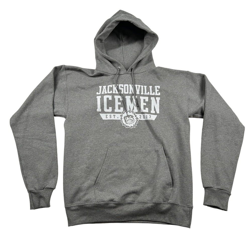 Hanes Jacksonville Icemen Hoodie Mens Small ECHL Hockey JAX Heather Gray Minors